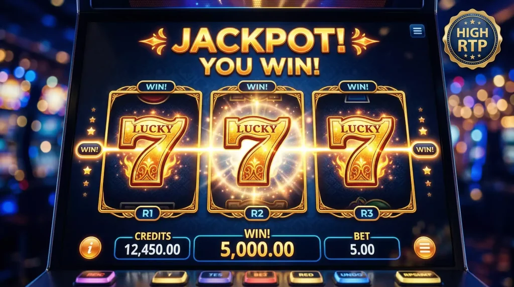 High RTP slot machine reels at sweepstakes casino