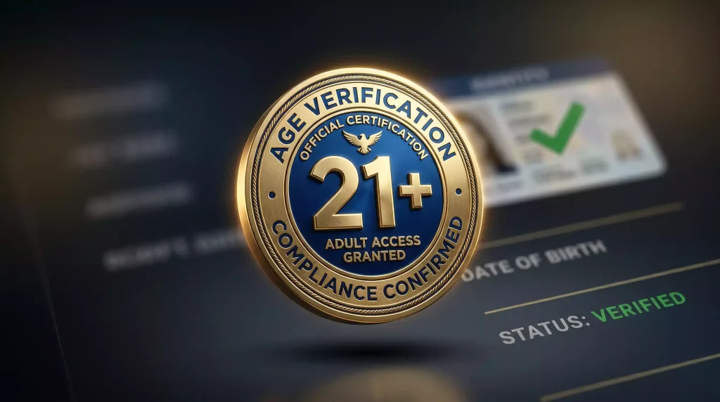 Age verification 21 plus requirement for sweepstakes casino