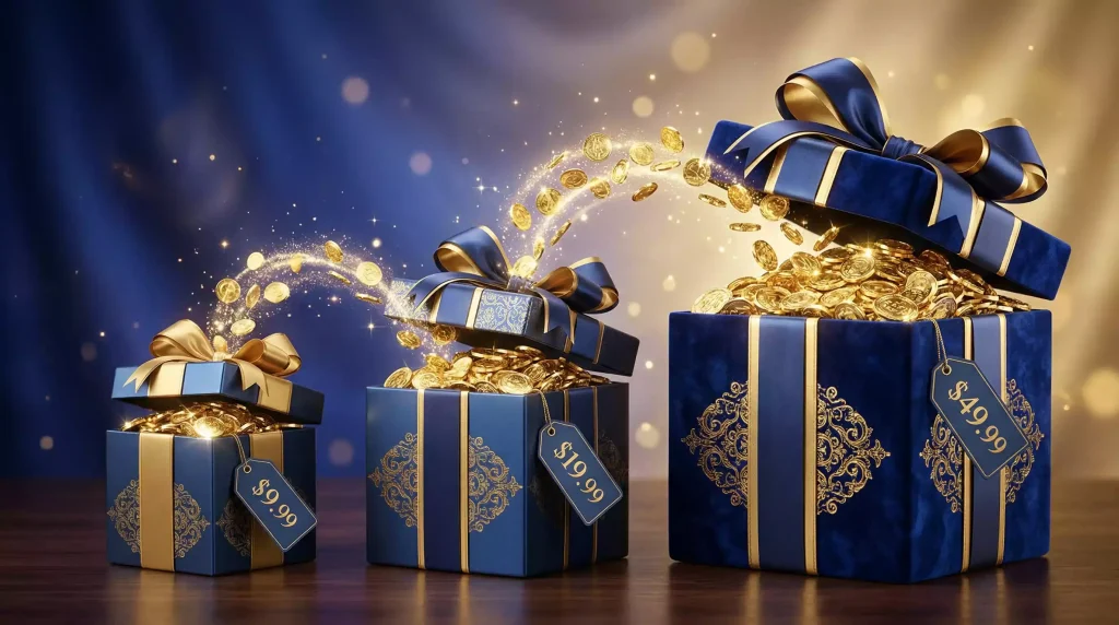 Gold coin purchase packages value comparison at sweepstakes casino