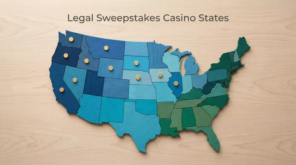 Sweepstakes casino legal states map – where you can play in the US 2026